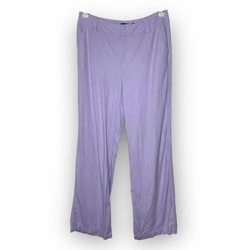 Chadwicks Purple Linen Blend Wide Leg Pants Women’s Size 12 Tall